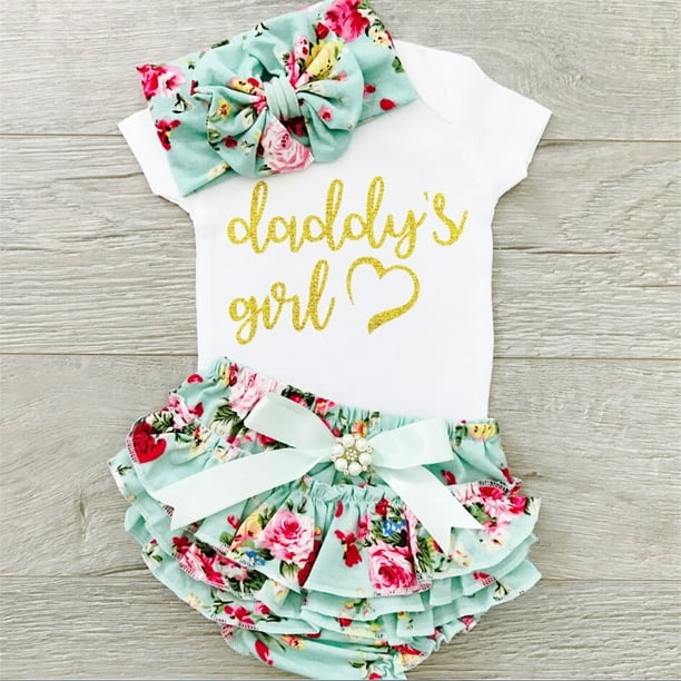 Newborn Baby Girl Summer Clothes Daddy's Princess Romper Jumpsuit 3PCS Outfits Newborn Baby Girl Summer Clothes Daddy's Princess Romper Jumpsuit 3PCS Outfits